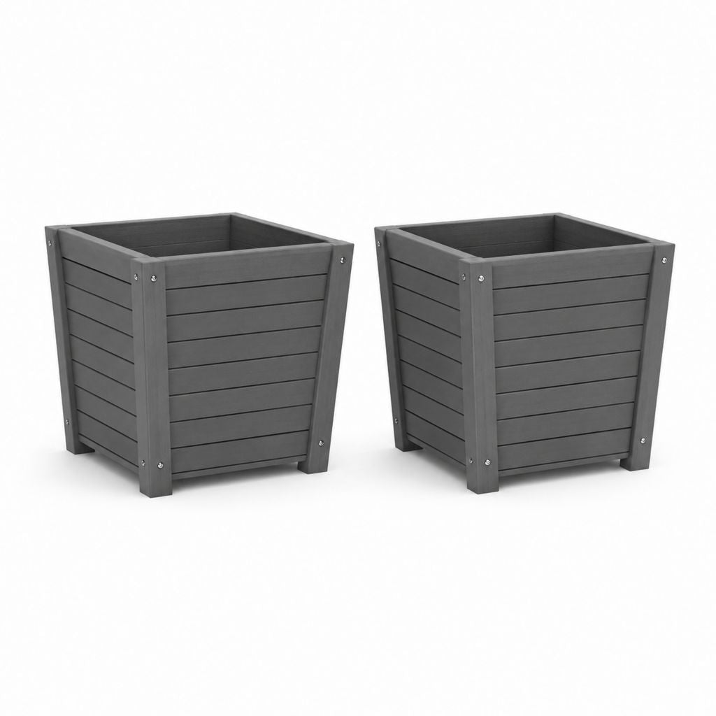 Set von 2 quadratischen Blumenhändlern aus Holz, anthrazitgrau, 40 × 40 × 40 cm