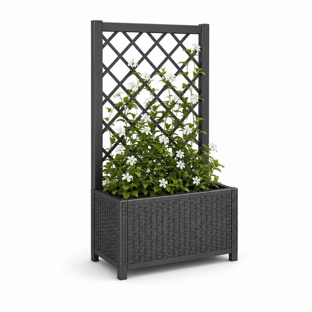 Rechteckige Blüte von außen mit Polypropylen-Flache anthrazit-Effekt 80 × 40 × 121,5 cm