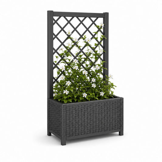 Rechteckige Blüte von außen mit Polypropylen-Flache anthrazit-Effekt 80 × 40 × 121,5 cm