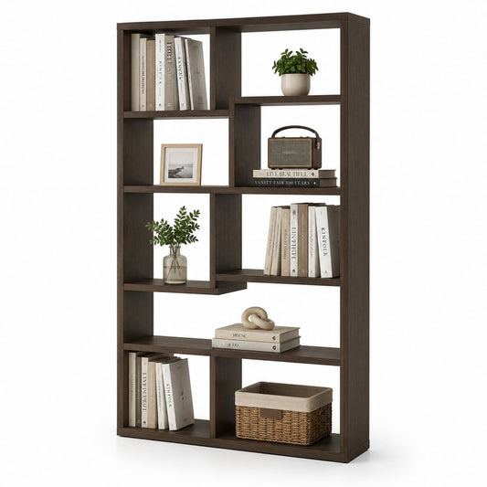 Selbsttragende Bibliothek aus dunklem braunem Melaminum-Panel, 90 × 30 × 180 cm