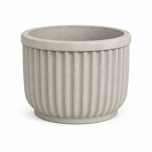 Runde Vase aus Beton, hellgrau, Ø 40 x H 32 cm